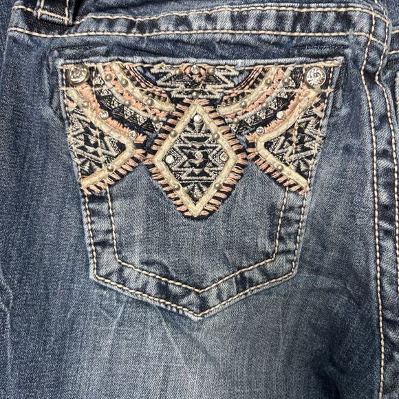 Miss Me pink embroidered bootcut jeans 27 - Picture 4 of 6